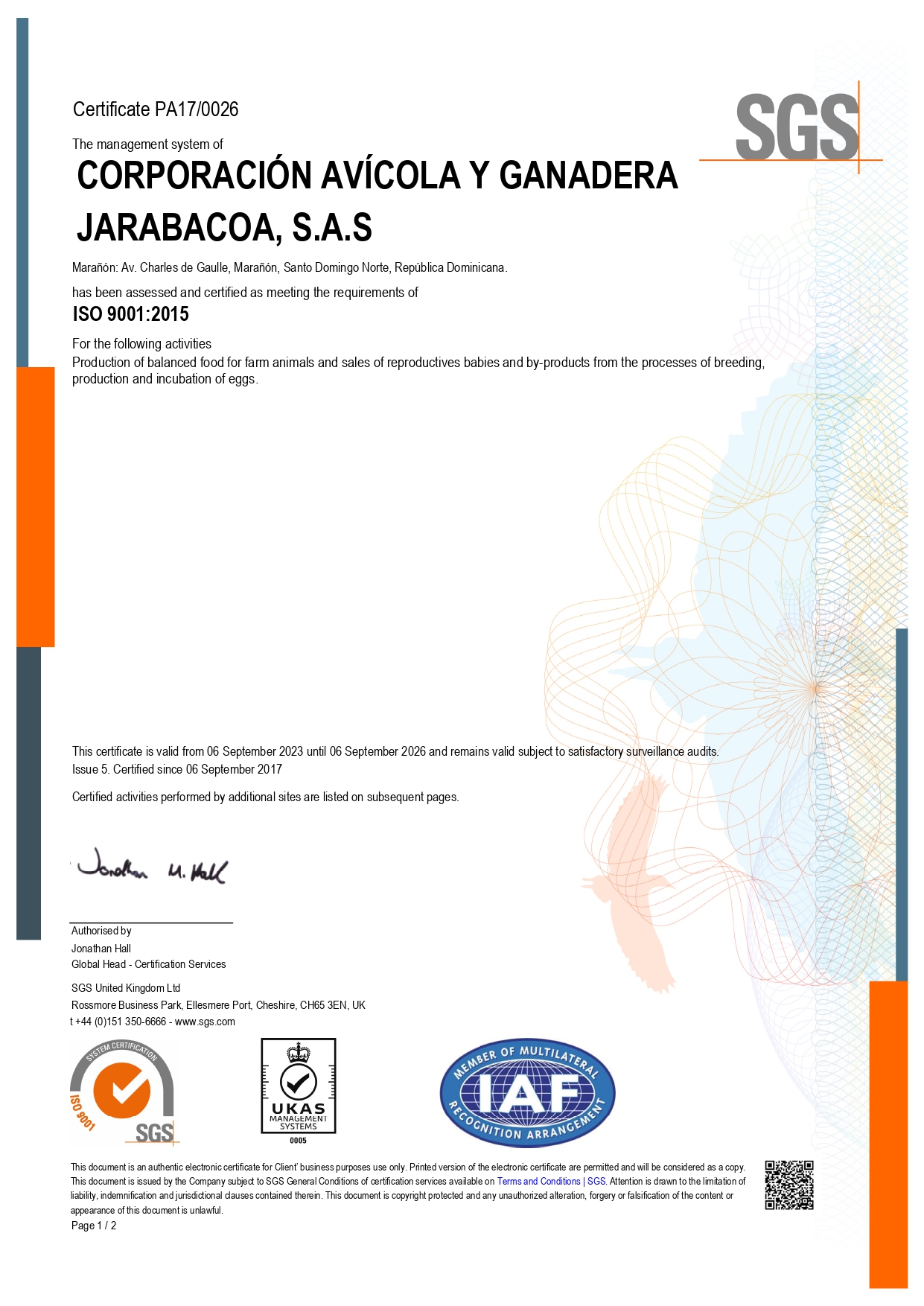 Certificacion Food Check Crystal
