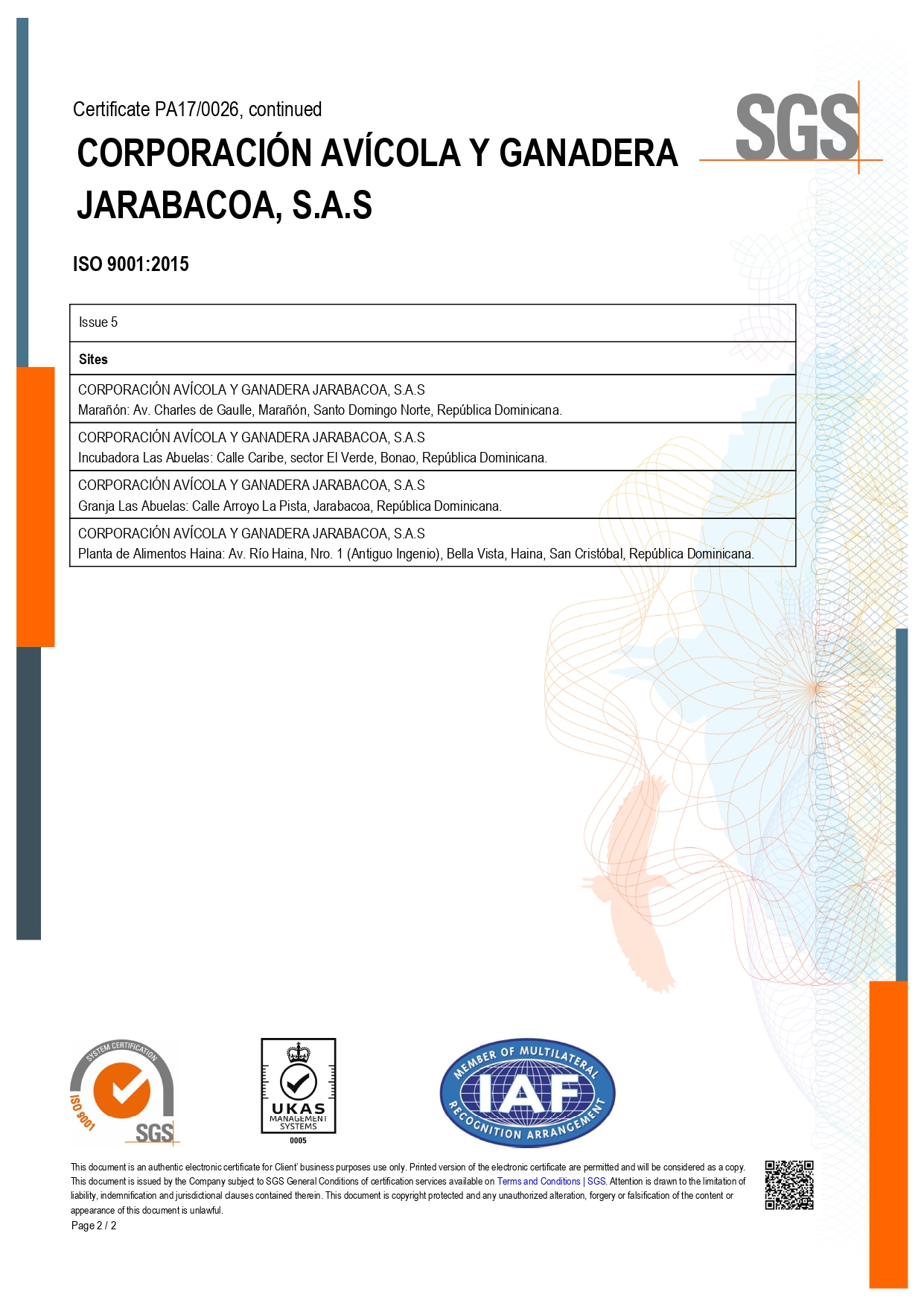Certificacion Food Check Crystal